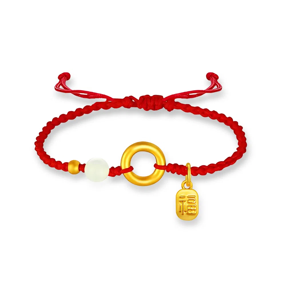 饰伴 国潮祈福 如意平安扣优雅小众国风手工编织手绳 好运连连心想事成 琉璃 手链 男女同款情侣款