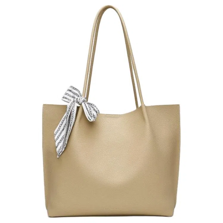 木林森 休闲简约质感日常通勤时尚百搭 合成革 手提单肩包 常规 女款 杏色