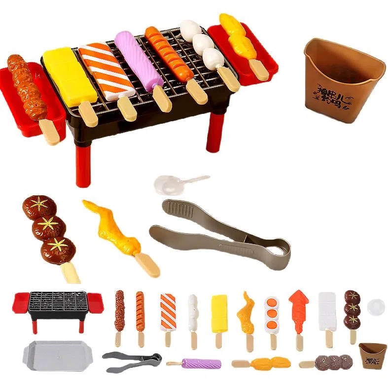 喜迪奇 仿真烧烤串套装 厨房做饭煮饭迷你小厨房 过家家 早教益智玩具
