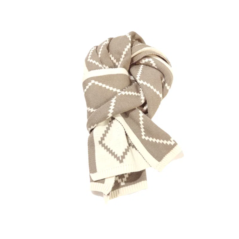 北极绒 红色格子秋冬季高级感百搭 绒线围巾 男女同款情侣款