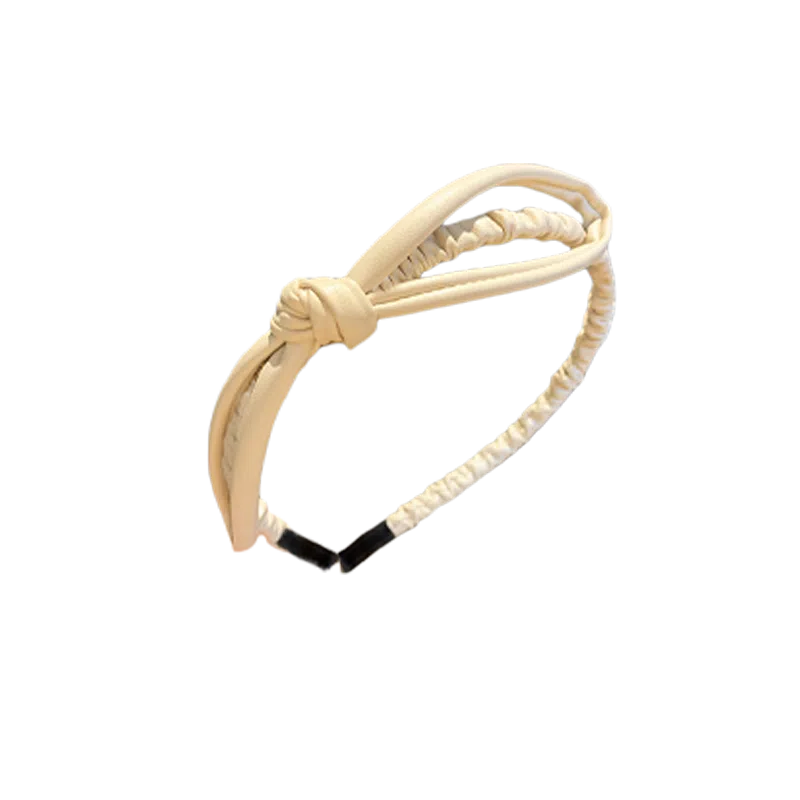 贯古今 韩系高级纯色褶皱蝴蝶结 百搭气质防滑发饰 布艺 发箍 女款