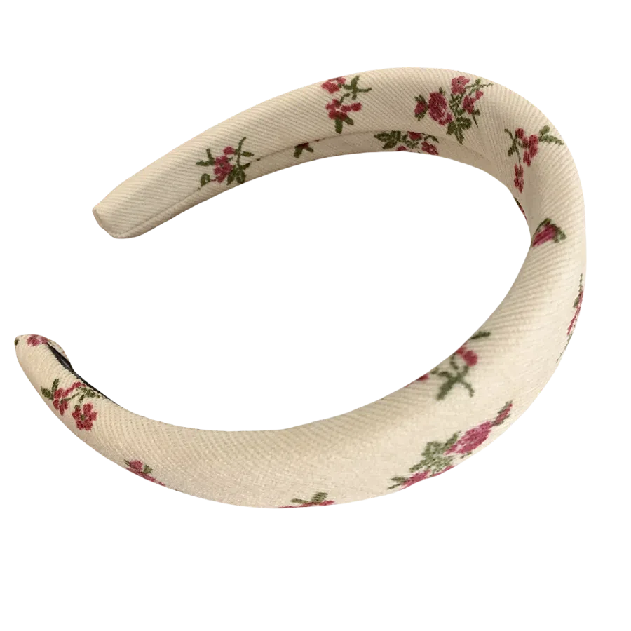 贯古今 法式复古碎花新款高级感百搭发卡头饰高颅顶压发海绵头箍发饰 布艺 发箍 女款