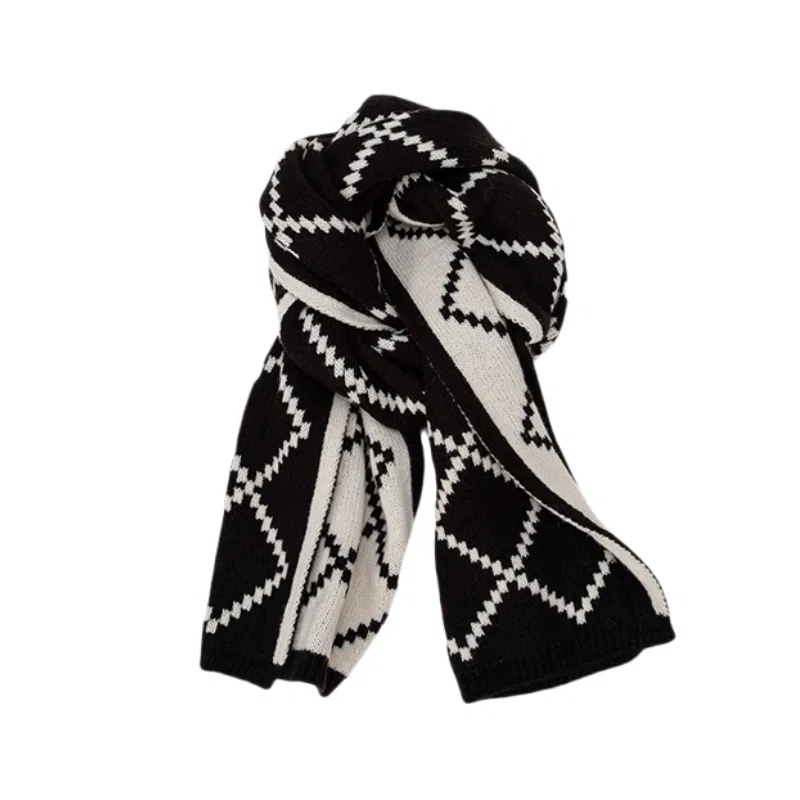 北极绒 红色格子秋冬季高级感百搭 绒线围巾 男女同款情侣款