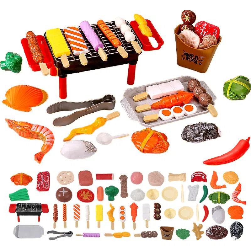 喜迪奇 仿真烧烤串套装 厨房做饭煮饭迷你小厨房 过家家 早教益智玩具