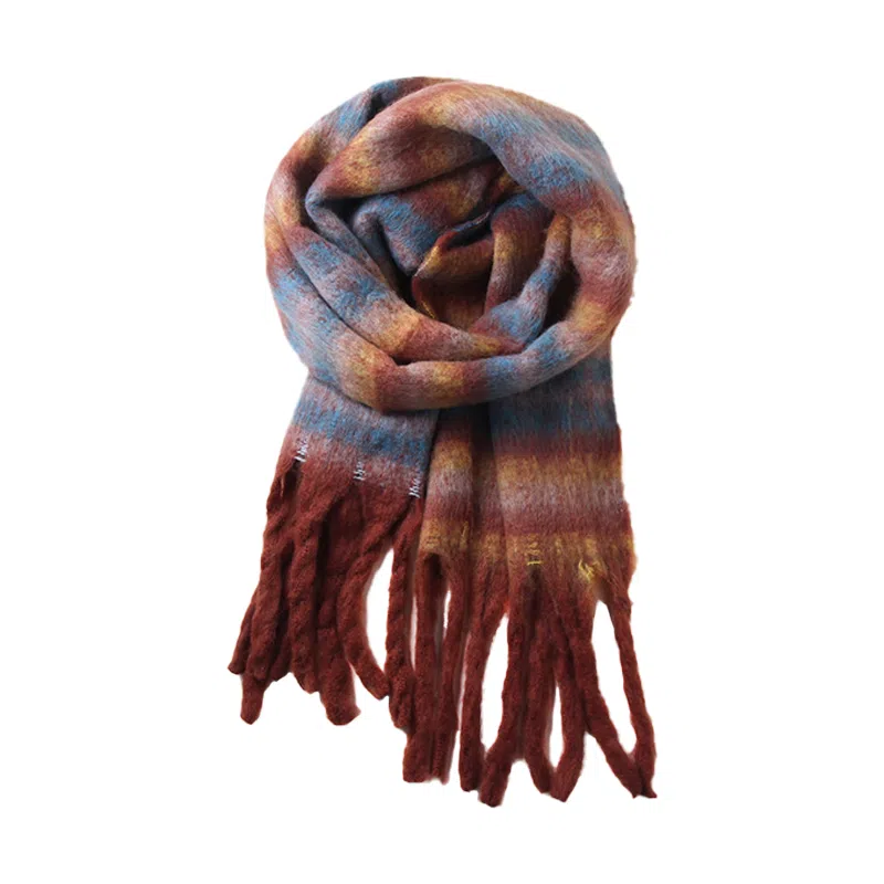 北极绒 高级感复古格子秋冬季保暖防寒 绒线围巾 男女同款情侣款