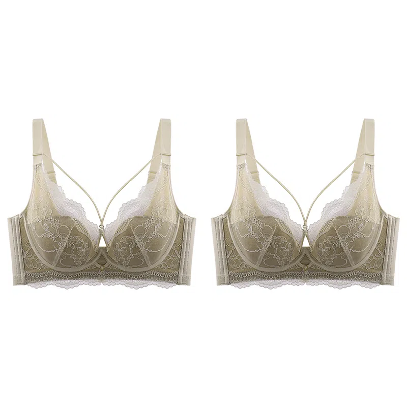 浪莎 舒适无痕无钢圈稳固不掉柔软亲肤轻薄透气收副乳防下垂聚拢文胸 女款 组合装