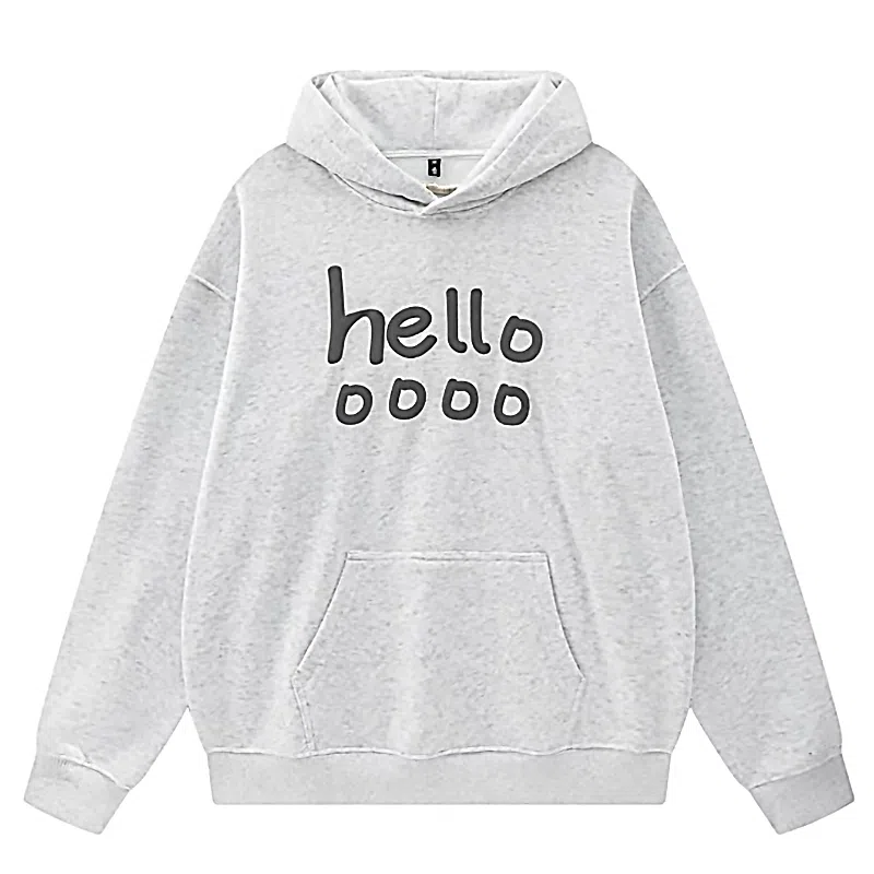 莫代尔 潮流时尚印花舒适亲肤休闲连帽长袖打底衣 男女同款 花灰