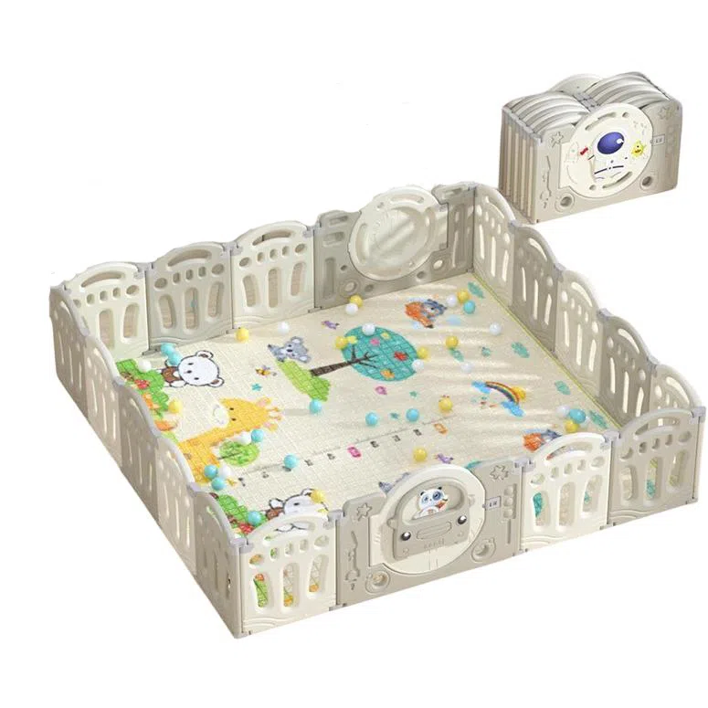 乖乖熊 游戏围栏防护栏地上室内家用 可折叠宝宝学步爬行垫安全栅栏 早教益智玩具