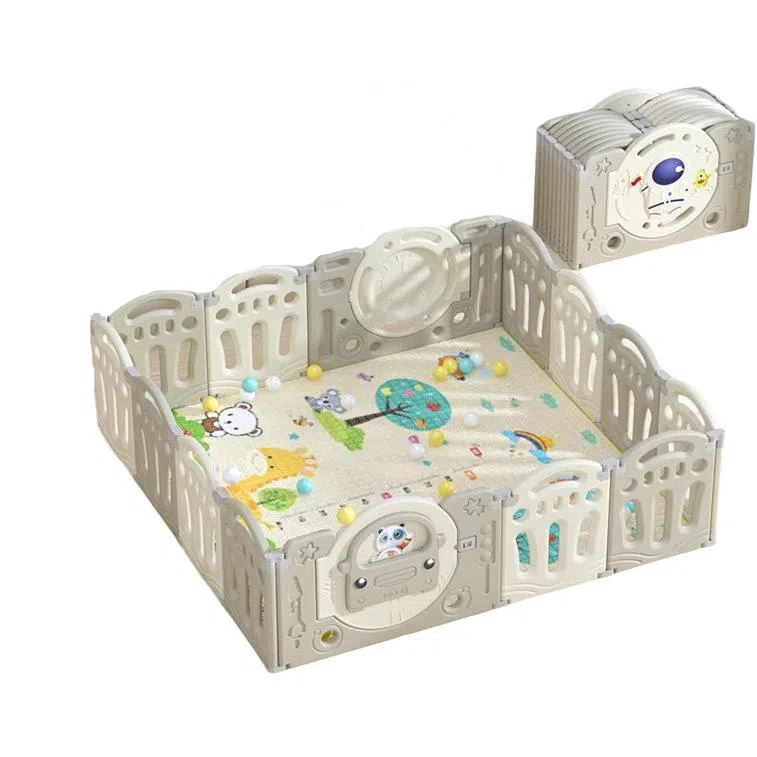 乖乖熊 游戏围栏防护栏地上室内家用 可折叠宝宝学步爬行垫安全栅栏 早教益智玩具