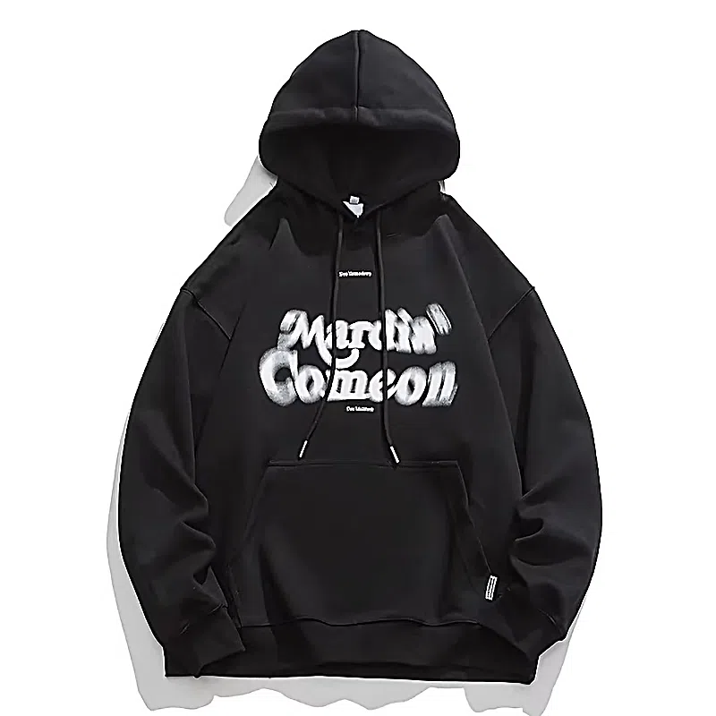 莫代尔 休闲纯色字母简约舒适亲肤连帽长袖打底衣 男女同款