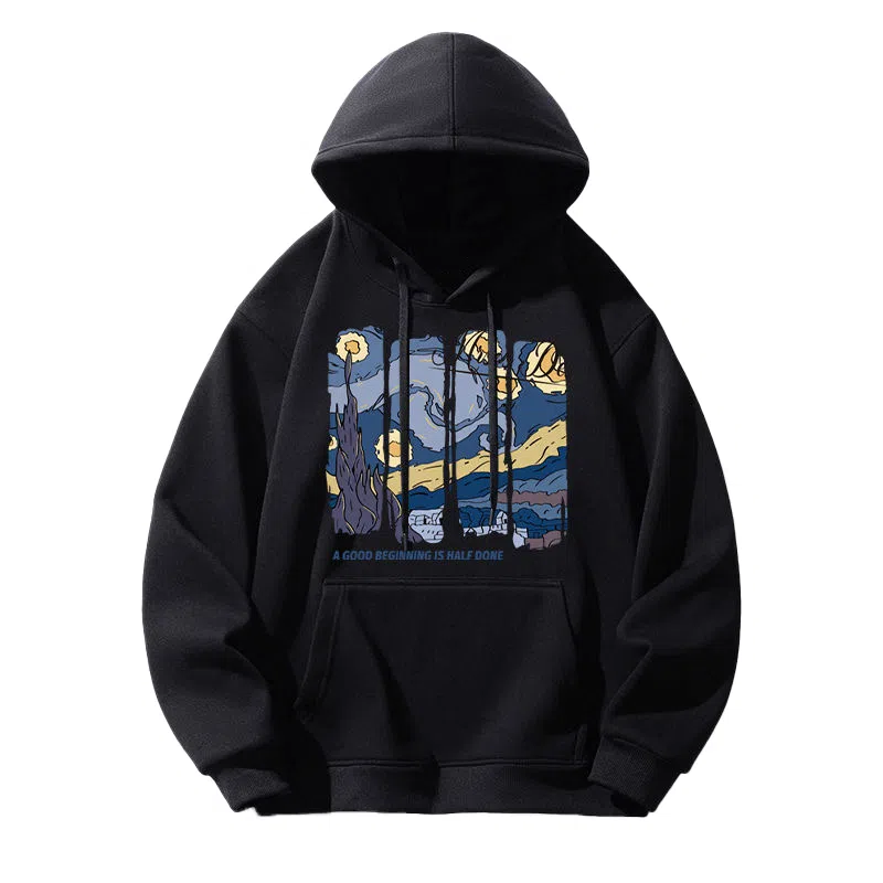 莫代尔 休闲时尚卡通潮流印花舒适亲肤连帽长袖打底衣 男女同款