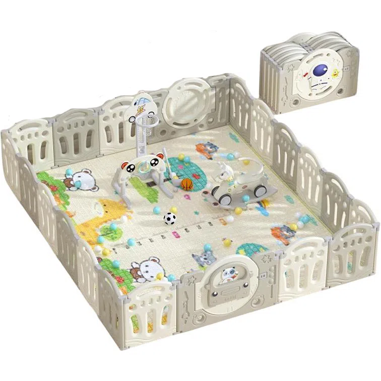 乖乖熊 游戏围栏防护栏地上室内家用 可折叠宝宝学步爬行垫安全栅栏 早教益智玩具
