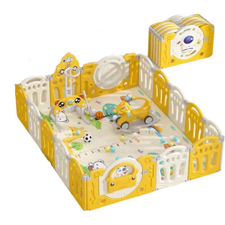 乖乖熊 游戏围栏防护栏地上室内家用 可折叠宝宝学步爬行垫安全栅栏 早教益智玩具