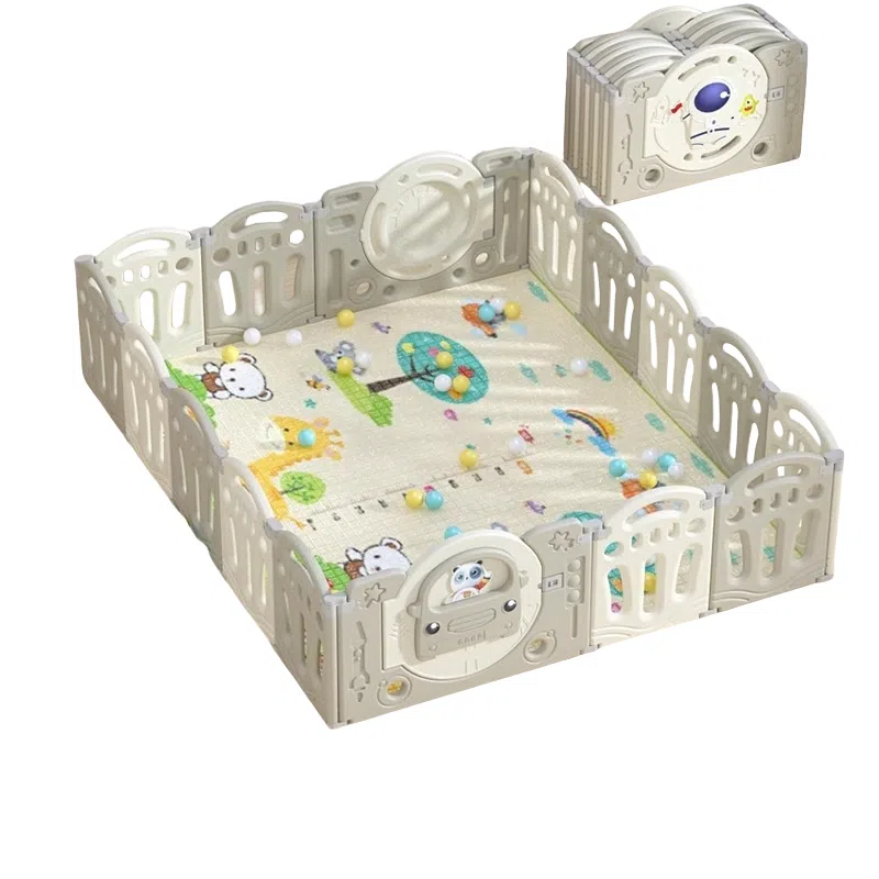 乖乖熊 游戏围栏防护栏地上室内家用 可折叠宝宝学步爬行垫安全栅栏 早教益智玩具