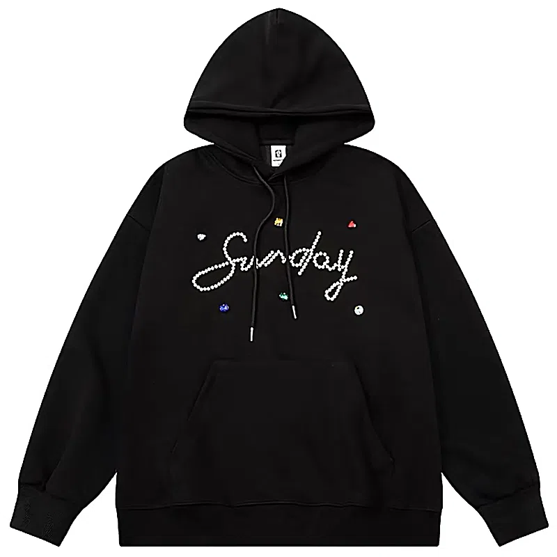 莫代尔 休闲时尚潮流字母印花舒适亲肤连帽长袖打底衣 男女同款