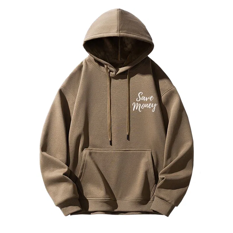 莫代尔 休闲时尚潮流舒适亲肤素色连帽长袖打底衣 男女同款