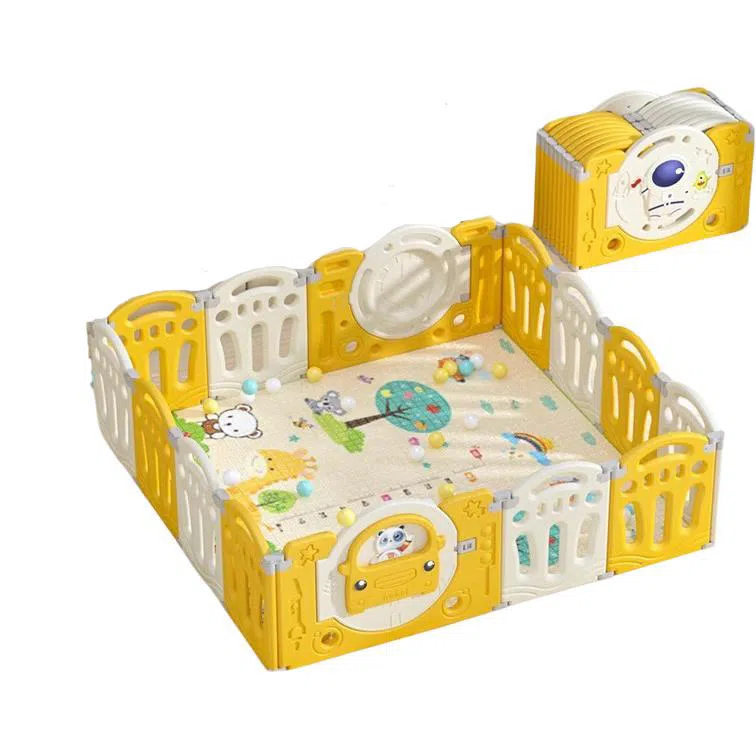 乖乖熊 游戏围栏防护栏地上室内家用 可折叠宝宝学步爬行垫安全栅栏 早教益智玩具