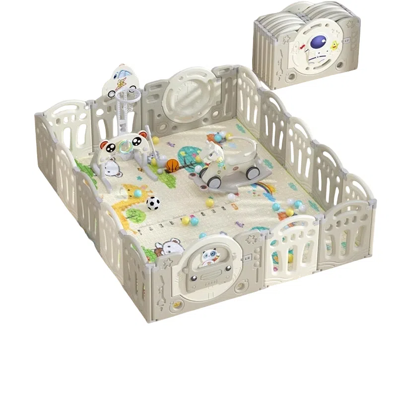 乖乖熊 游戏围栏防护栏地上室内家用 可折叠宝宝学步爬行垫安全栅栏 早教益智玩具