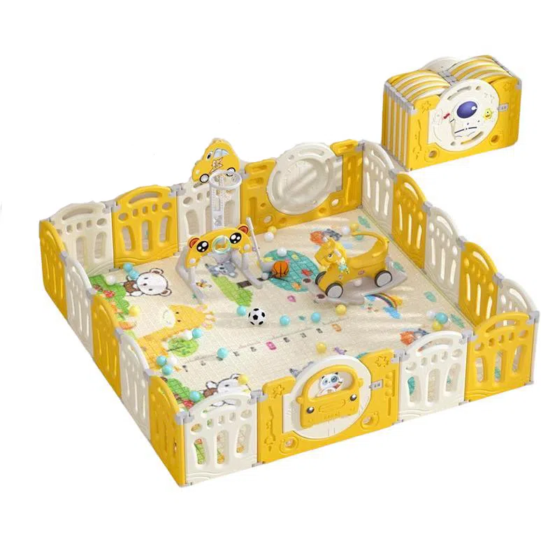 乖乖熊 游戏围栏防护栏地上室内家用 可折叠宝宝学步爬行垫安全栅栏 早教益智玩具