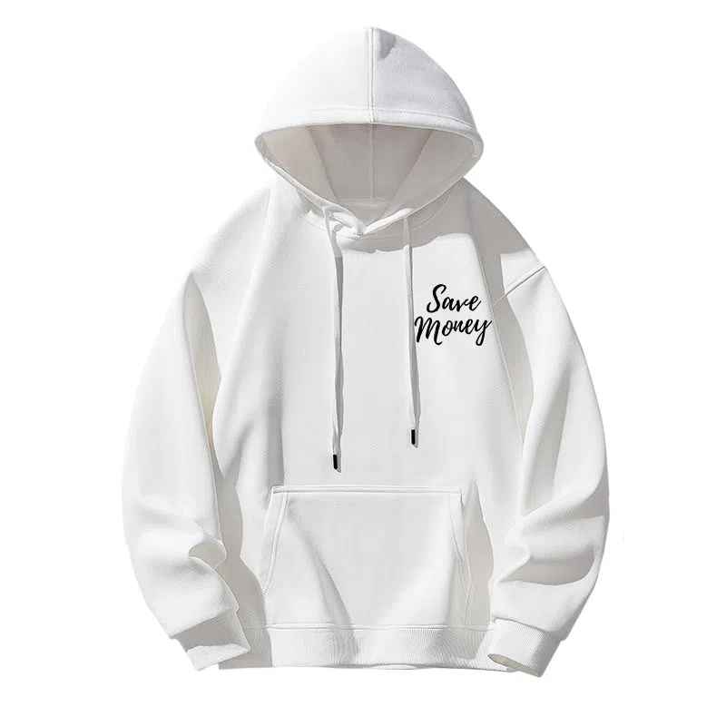 莫代尔 休闲时尚潮流舒适亲肤素色连帽长袖打底衣 男女同款