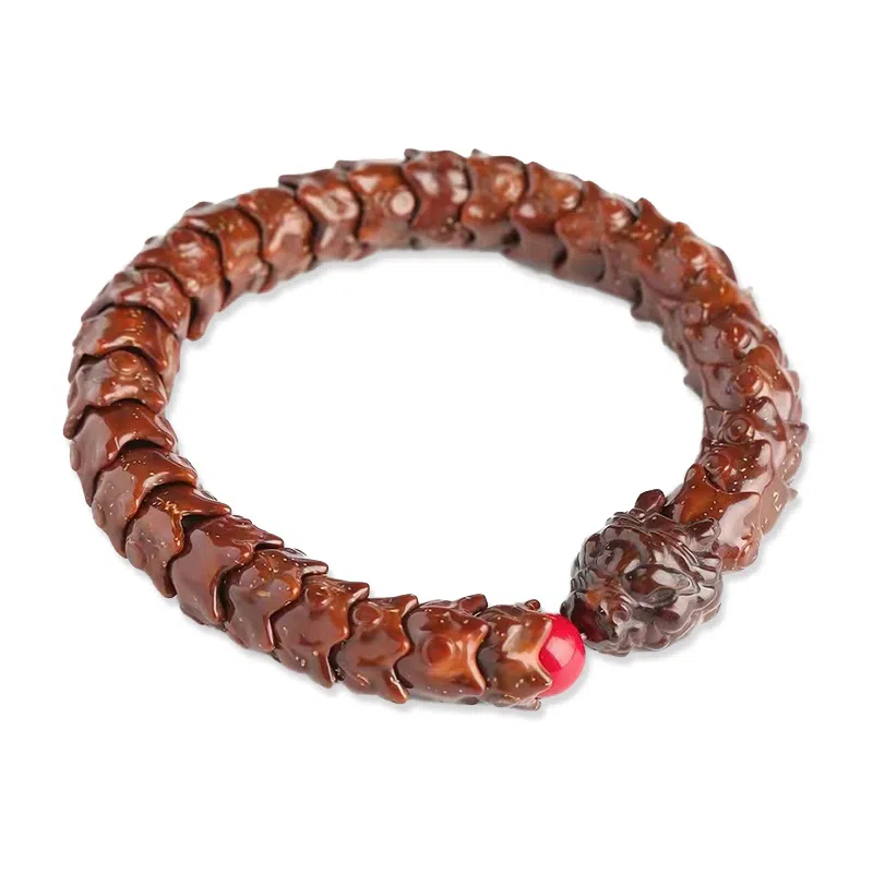 泡泡贝 新中式国潮 生肖龙本命年 火焰龙霸气大气 龙戏珠龙骨珠串把玩盘玩 紫金鼠 手串 男女同款情侣款