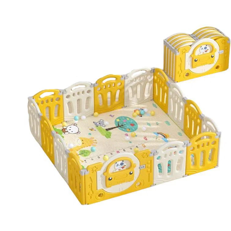 乖乖熊 游戏围栏防护栏地上室内家用 可折叠宝宝学步爬行垫安全栅栏 早教益智玩具