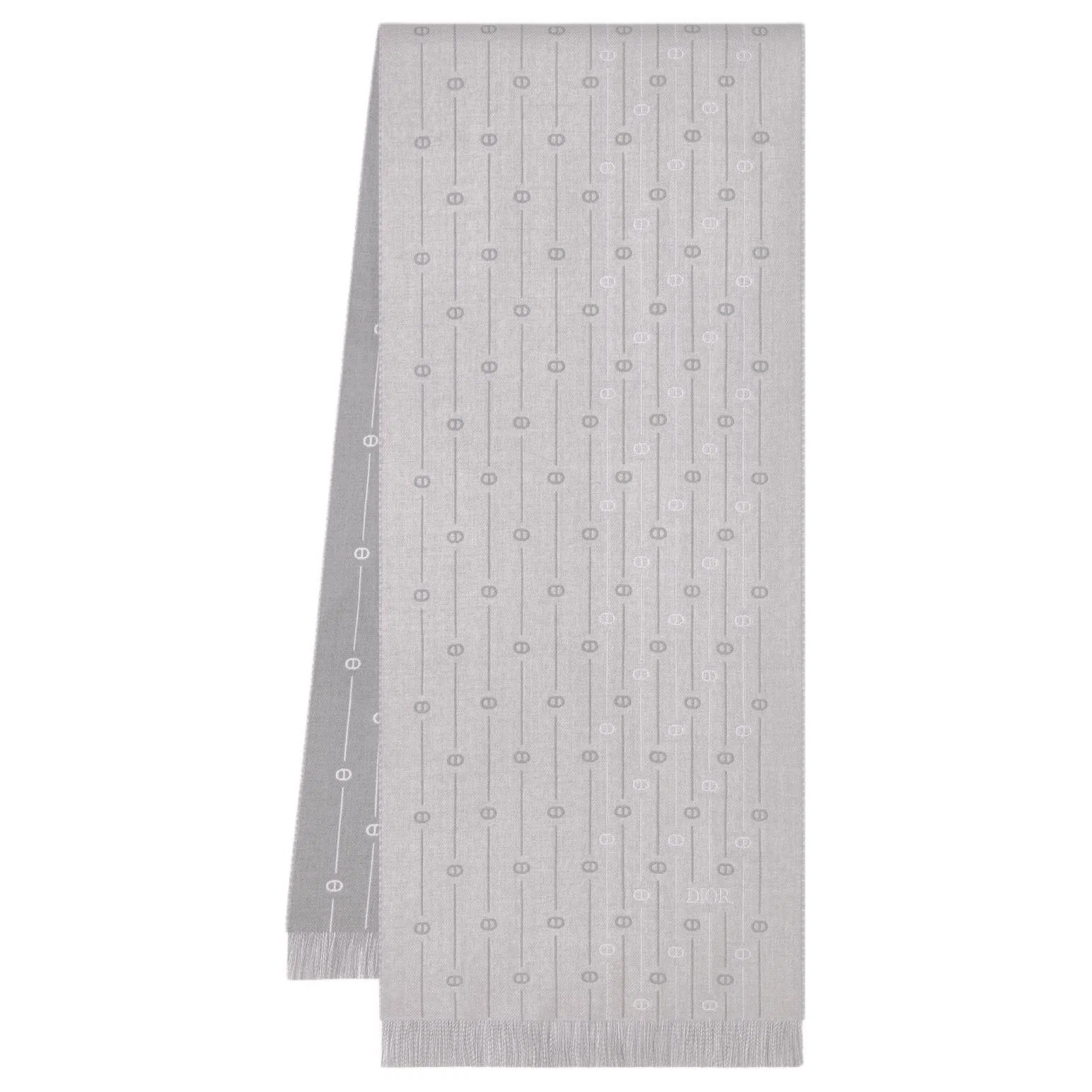 DIOR Tassel Edge Wool Scarf Gray