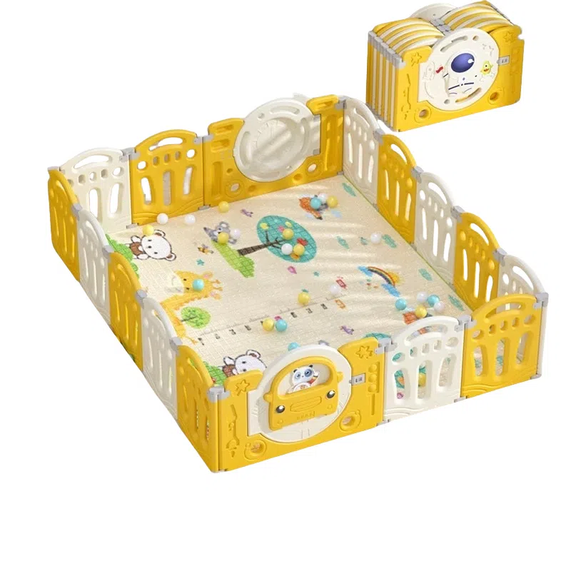 乖乖熊 游戏围栏防护栏地上室内家用 可折叠宝宝学步爬行垫安全栅栏 早教益智玩具