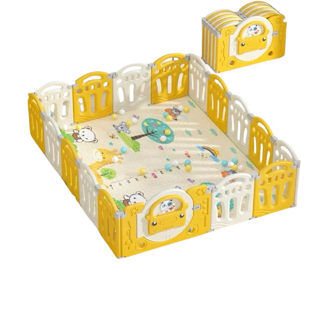 乖乖熊 游戏围栏防护栏地上室内家用 可折叠宝宝学步爬行垫安全栅栏 早教益智玩具