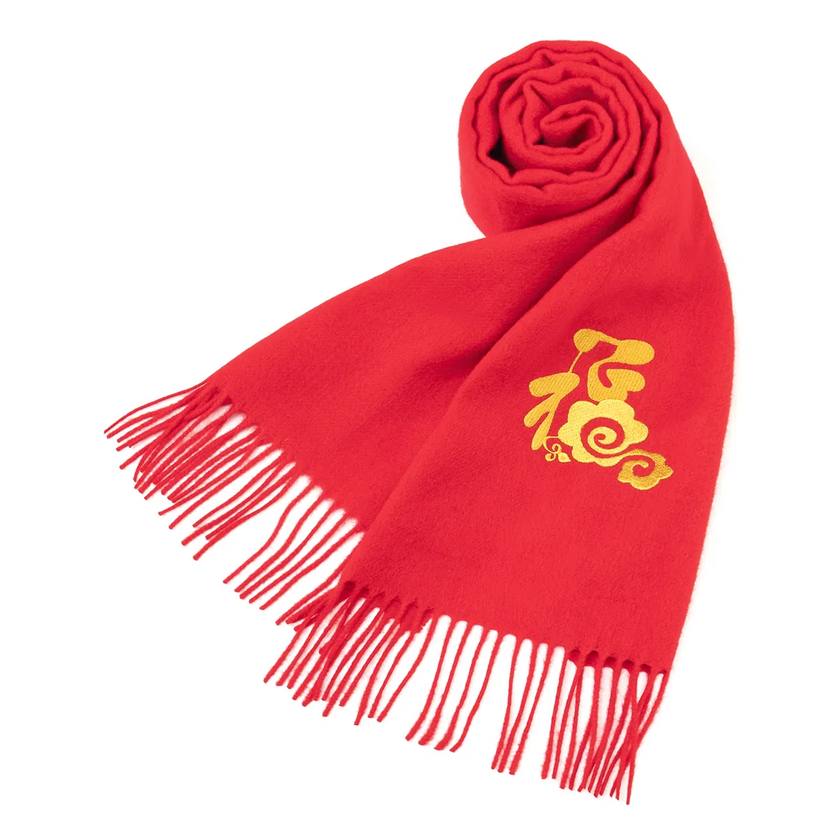 上海故事 送福喜庆红加厚保暖外搭送礼 绵羊毛 绒线围巾 男女同款情侣款