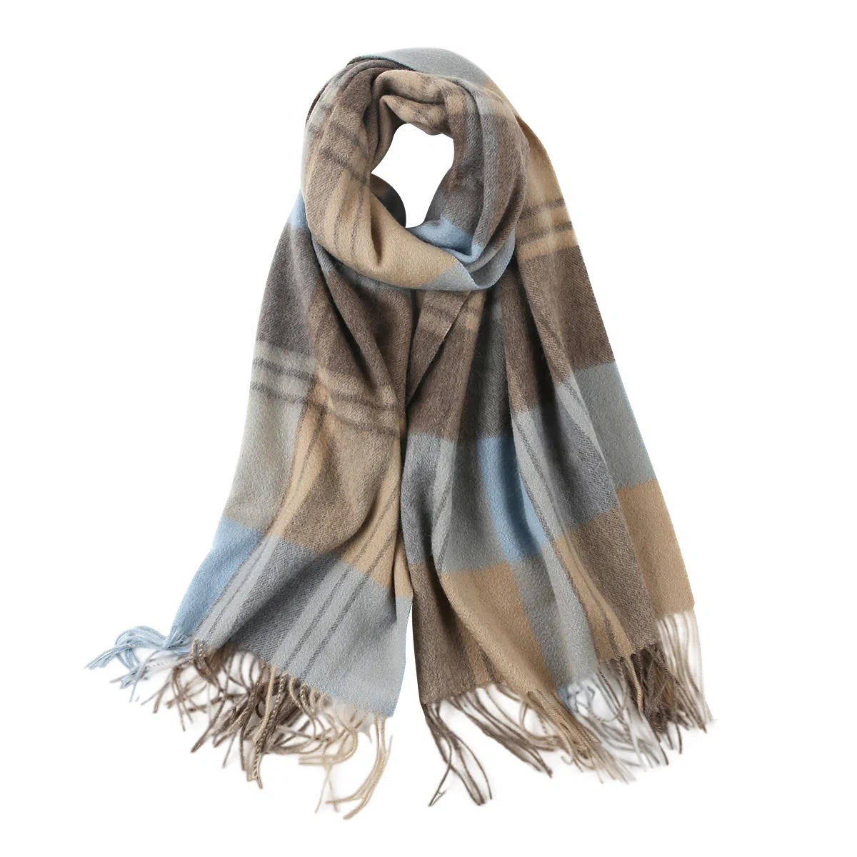 上海故事 送礼  百搭格子大披肩 绒线围巾  女款 礼盒装