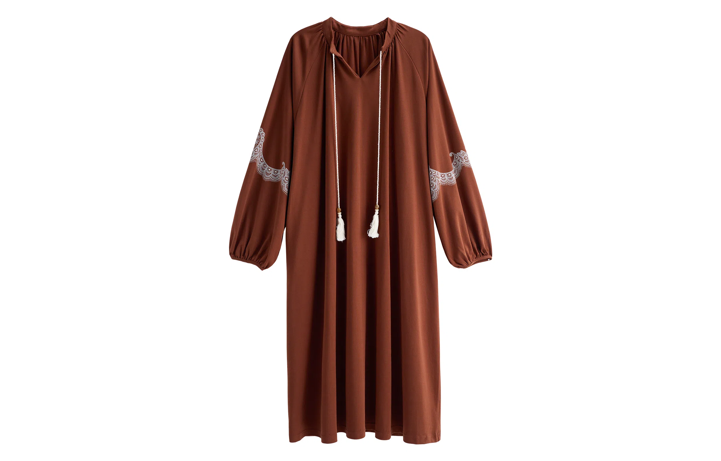 歌倩雅 时尚高级感休闲简约长袖睡衣礼睡裙 女款 图色