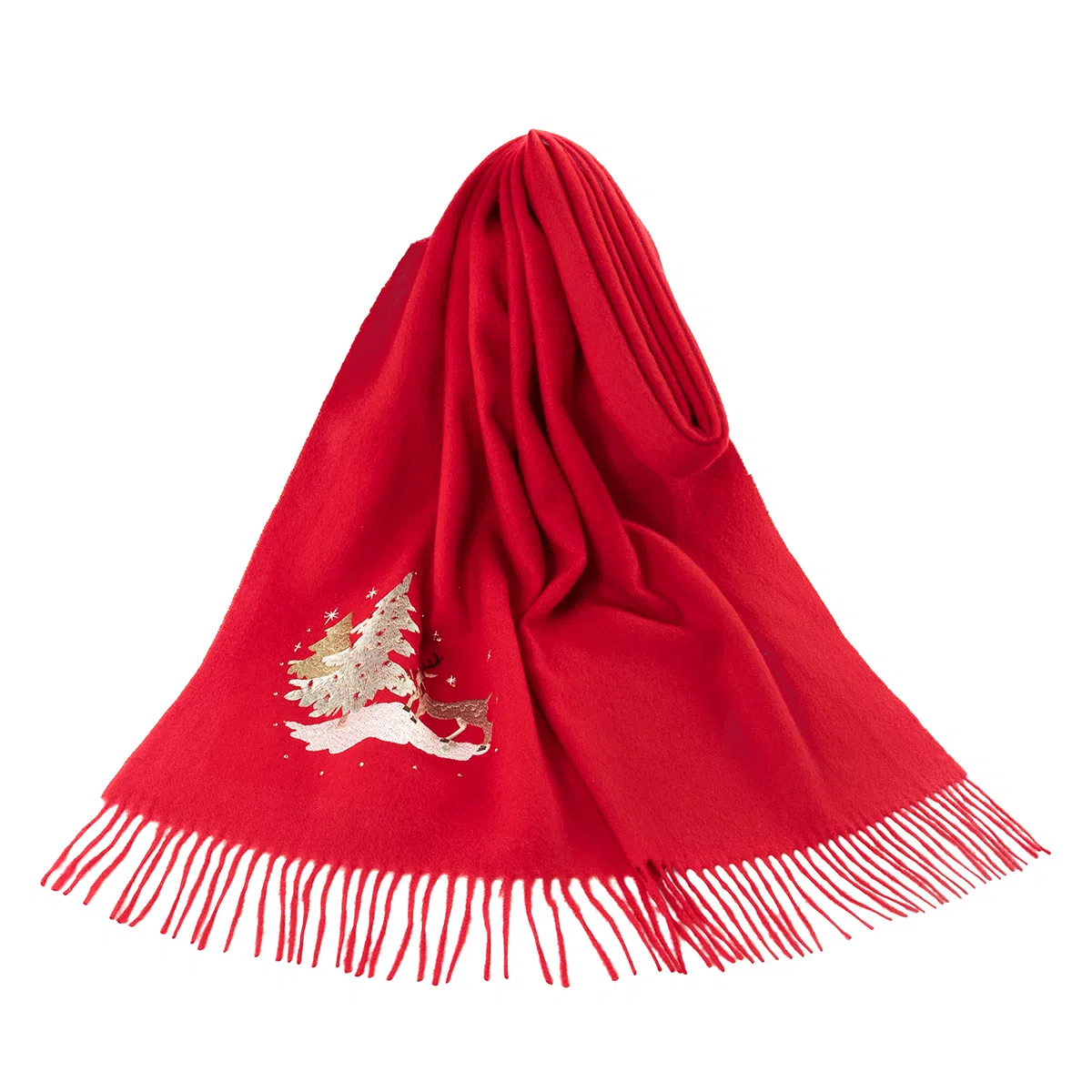 上海故事 粗纺刺绣圣诞之夜  圣诞系列 纯羊毛 绒线围巾 男女同款情侣款