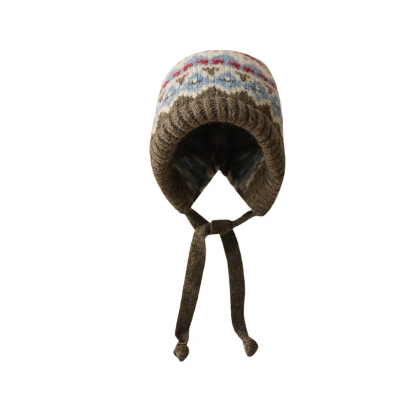 北极绒 提花费尔岛冬季巴拉克拉法包包帽保暖加厚护耳 涤纶 绒线帽 女款