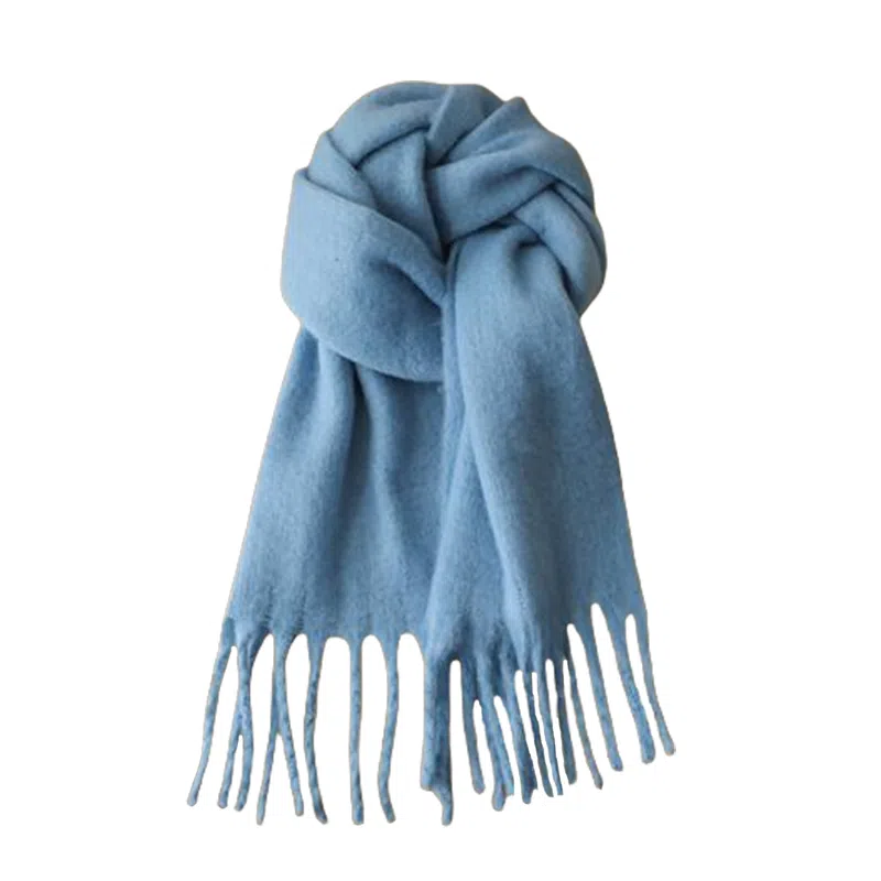 北极绒 秋冬季高级感款纯色超大加厚保暖 绒线围巾 男女同款情侣款