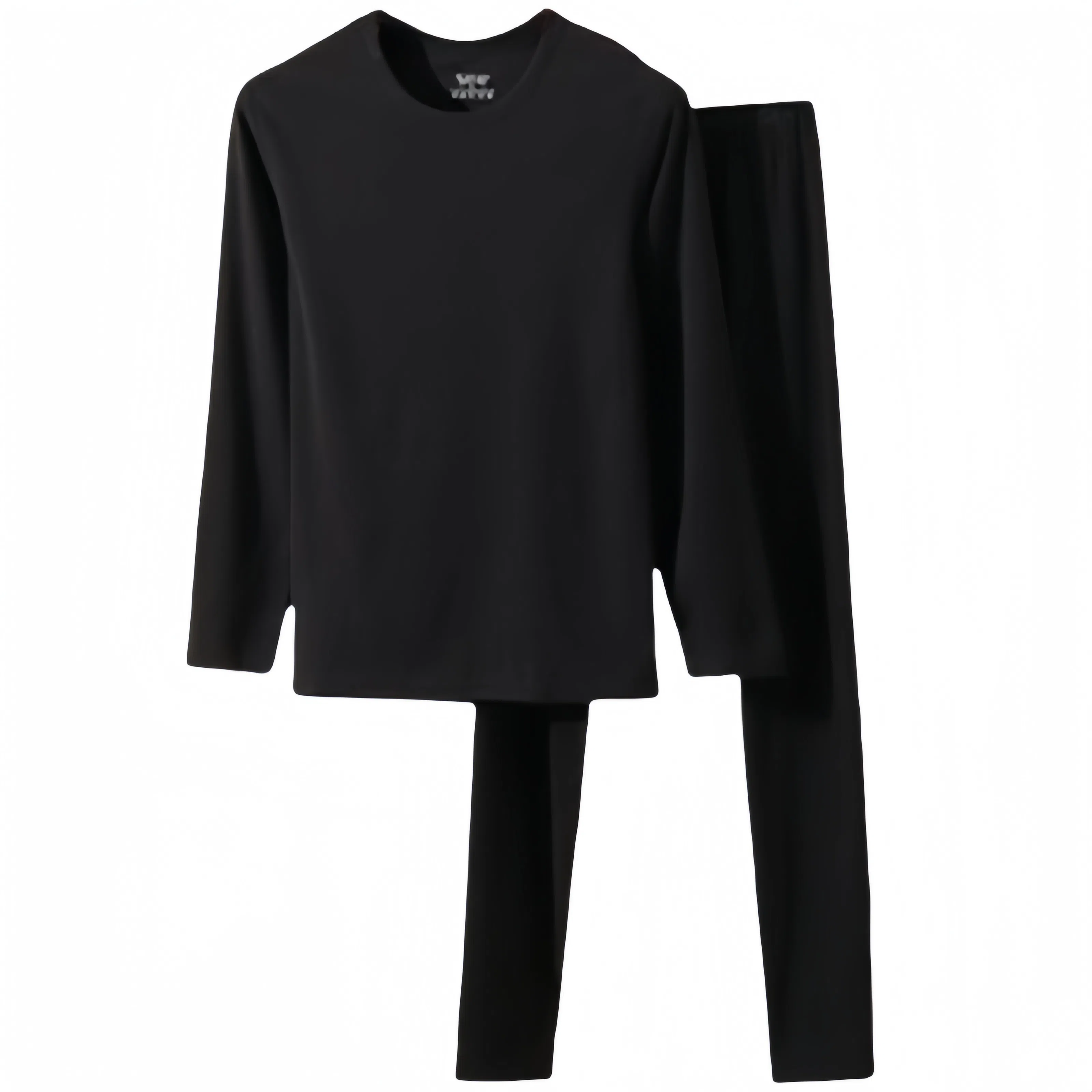 兰缪 双面磨绒阳离子百搭圆领长袖高弹侧缝无骨舒适亲肤透气蓄热锁温无痕基础打底保暖套装 男款