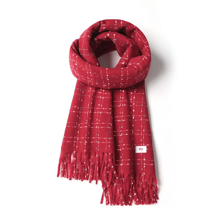 浪莎 学院风氛围感仿羊绒格子流苏秋冬季加长加厚保暖围脖披肩 赠礼礼盒装 绒线围巾 男女同款情侣款