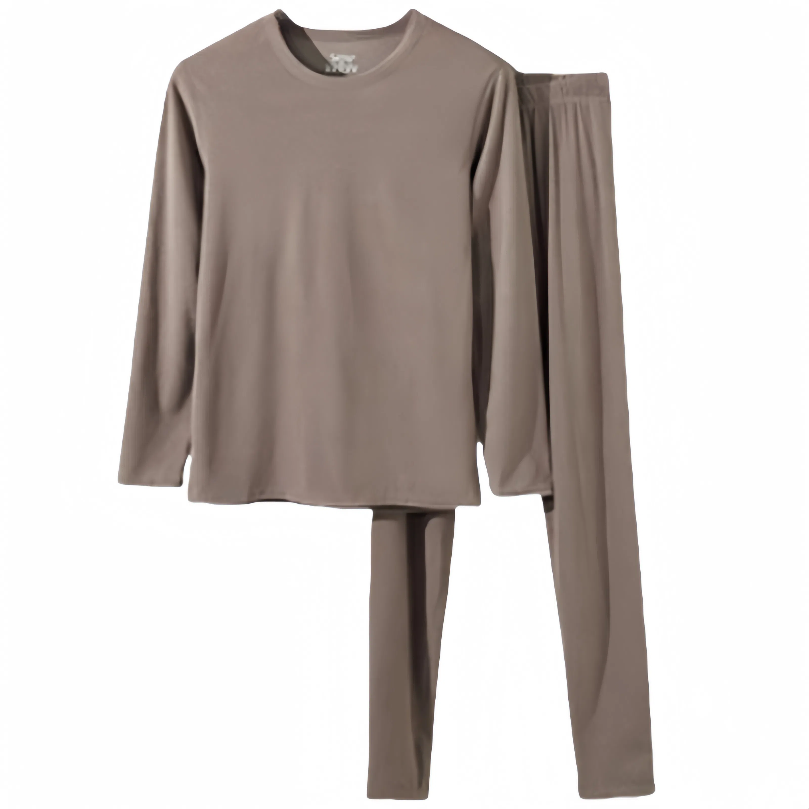 兰缪 双面磨绒阳离子百搭圆领长袖高弹侧缝无骨舒适亲肤透气蓄热锁温无痕基础打底保暖套装 男款