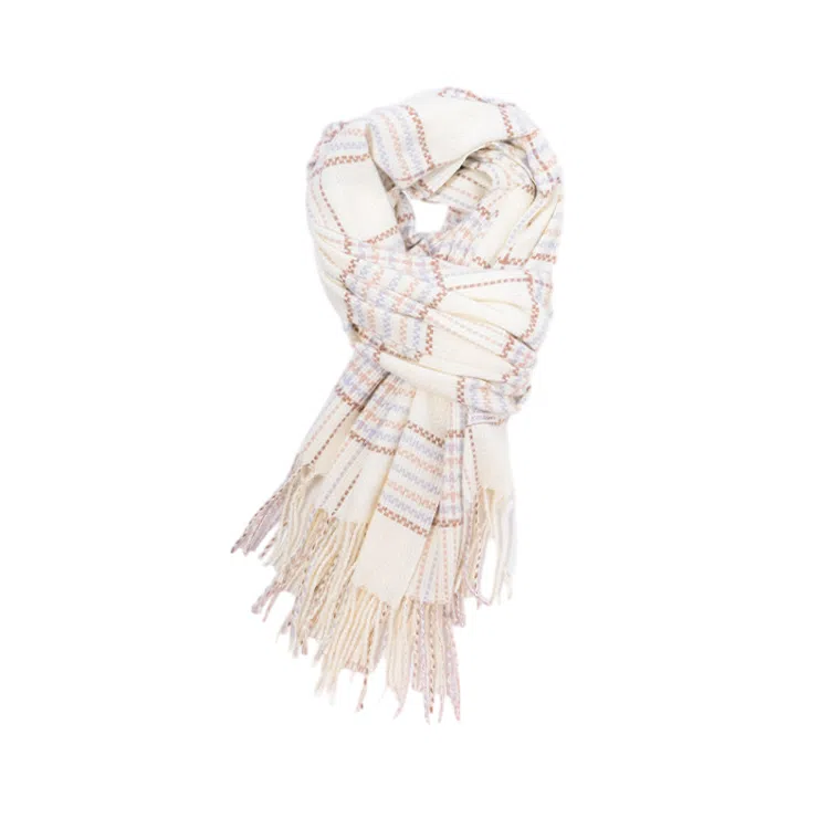 木林森  氛围感绵软舒适学院风拼色流苏绒线围巾 围巾 女款