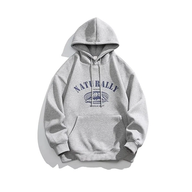 莫代尔 韩版潮流时尚简约印花舒适亲肤休闲连帽长袖打底衣 男女同款