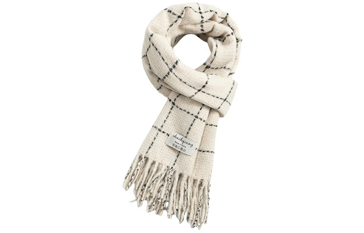 优幽兰 秋冬季百搭休闲时尚米色 设计感流苏针织加厚保暖护脖子防风防寒 外搭简约高级感 仿羊绒 绒线围巾 男女同款情侣款