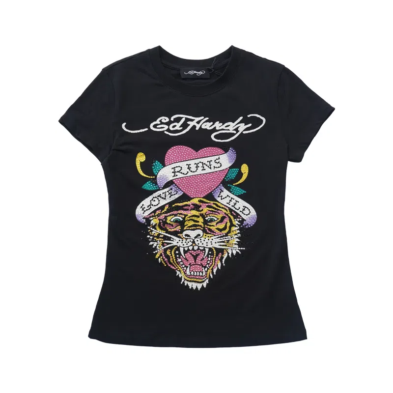 Ed Hardy Tiger Heart Swarovski T-Shirt SS24