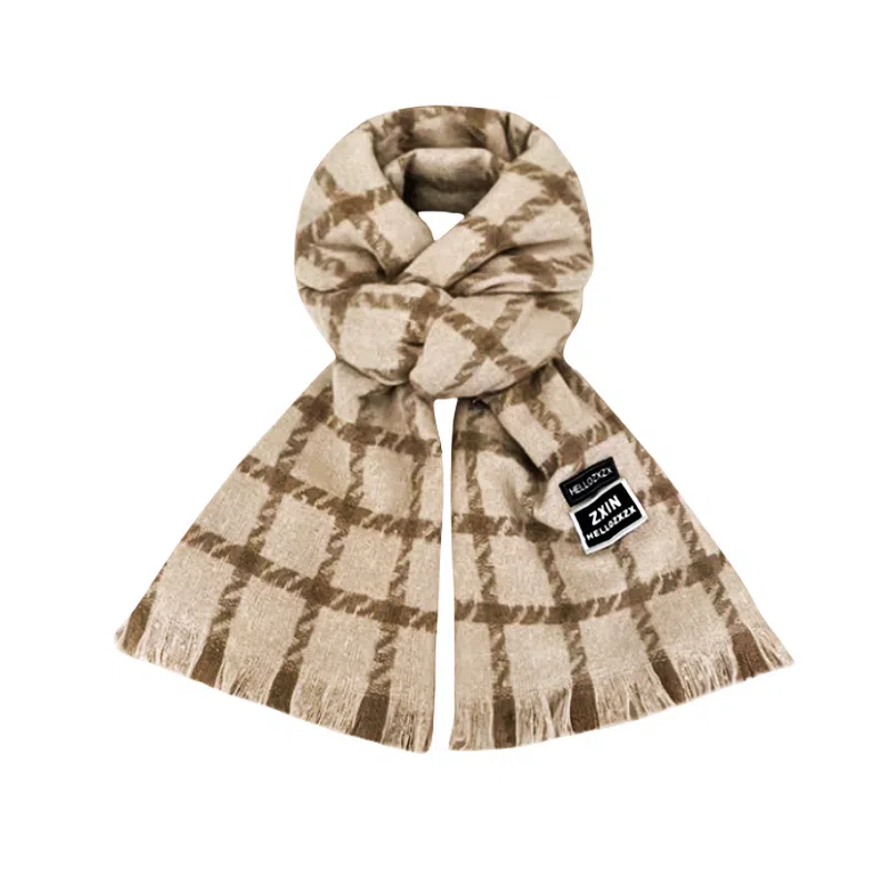 北极绒 复古流苏格子围脖冬季新款高级感韩版保暖百搭披肩两用 绒线围巾 男女同款情侣款