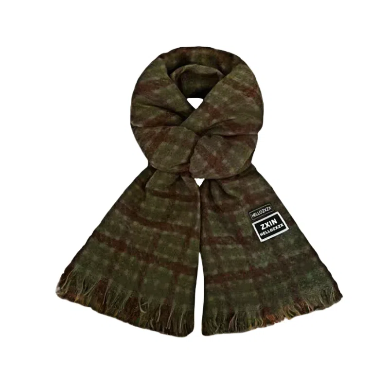 北极绒 复古流苏格子围脖冬季新款高级感韩版保暖百搭披肩两用 绒线围巾 男女同款情侣款