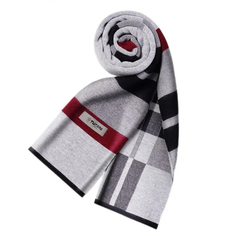 啄木鸟 时尚休闲格纹秋冬季加厚保暖围脖含针织 羊毛混纺 围巾 男女同款情侣款