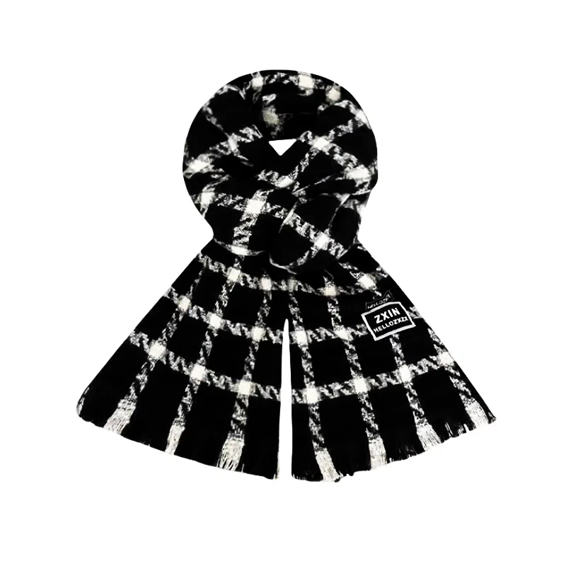 北极绒 复古流苏格子围脖冬季新款高级感韩版保暖百搭披肩两用 绒线围巾 男女同款情侣款