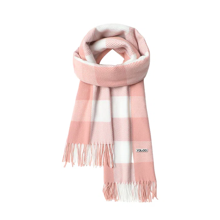 雅鹿 经典格子仿羊绒保暖加厚显白流苏披肩秋冬季防寒护颈外搭披肩两用拼色学生毛绒围脖 聚酯纤维 绒线围巾 男女同款情侣款 礼盒装