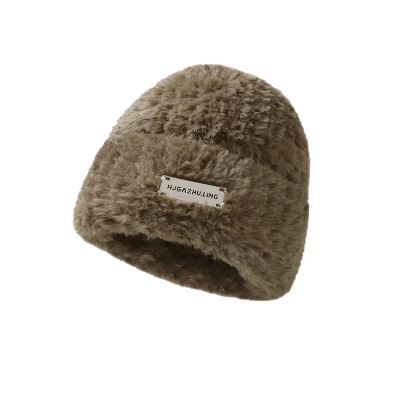 北极绒 秋冬季百搭套头冷帽毛茸茸保暖护耳显脸小 聚酯纤维 绒线帽 男女同款情侣款