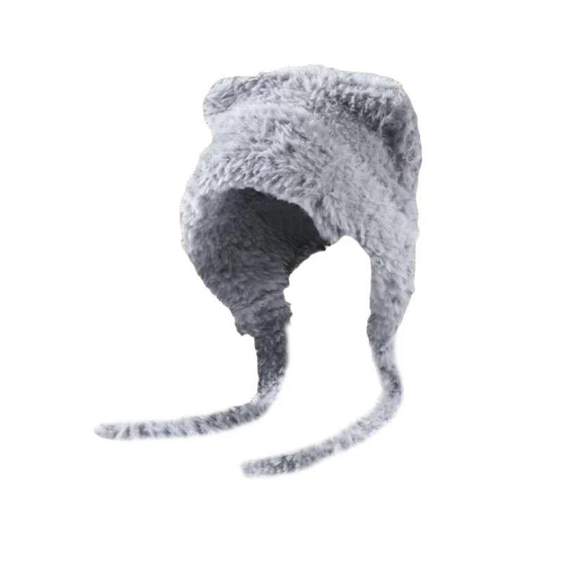 北极绒 可爱小熊耳朵秋冬季显脸小包头保暖套头毛绒大头围 聚酯纤维 绒线帽 男女同款情侣款