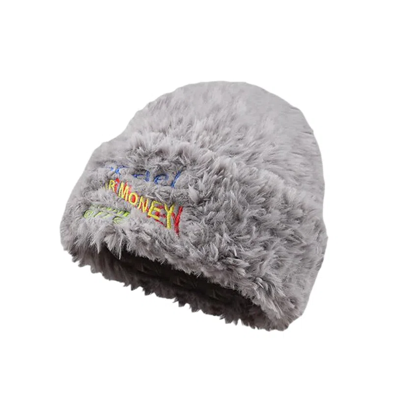 北极绒 毛茸茸针织秋冬季日系大头围加厚保暖韩版显脸小潮 聚酯纤维 绒线帽 男女同款情侣款